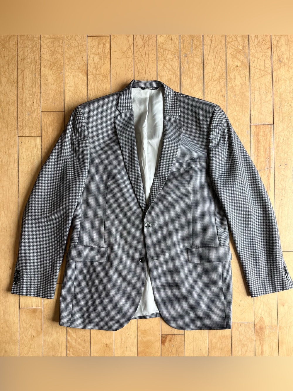 Holt Renfrew hr2 Micro-Check Blazer Made in Italy Fabric Sport Coat Size 46 R